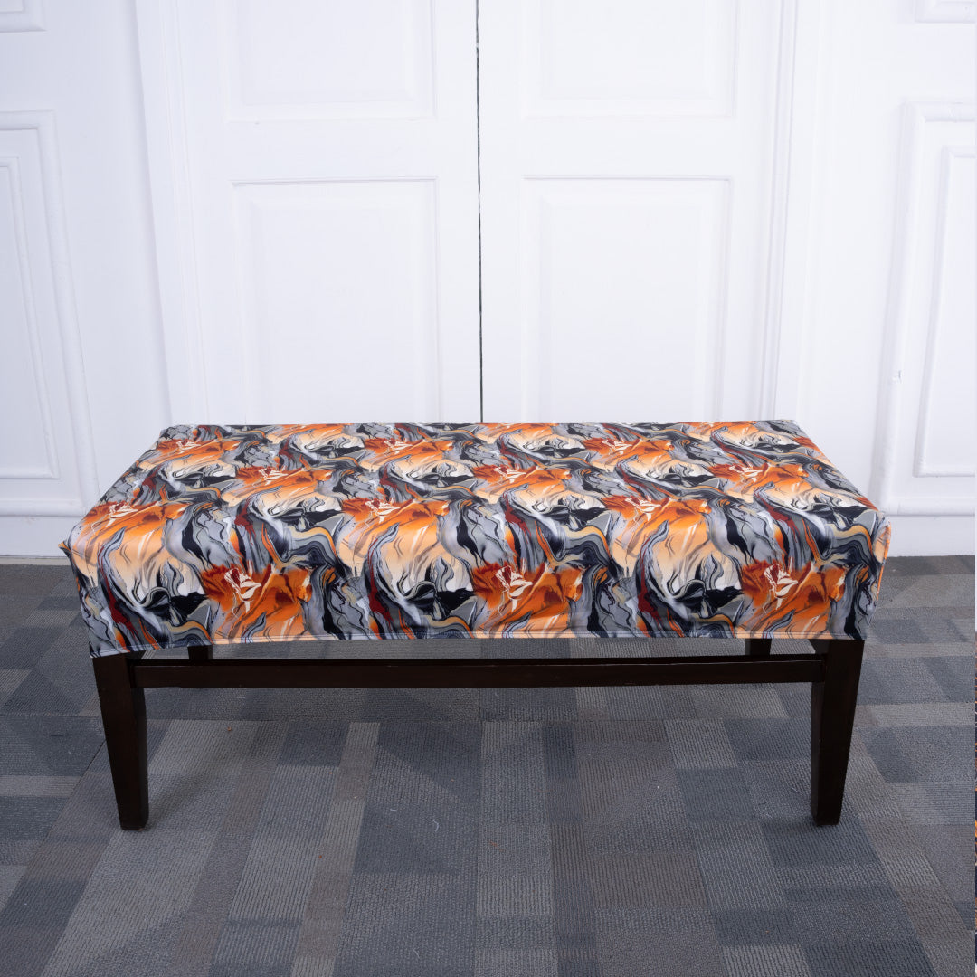 Orange Abstract Elastic Bench Cover