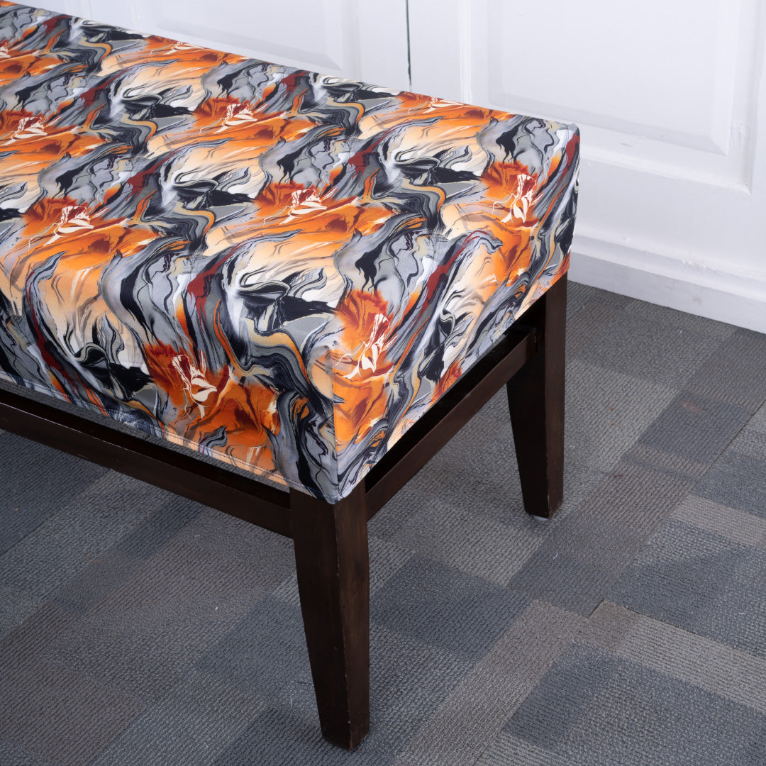 Orange Abstract Elastic Bench Cover