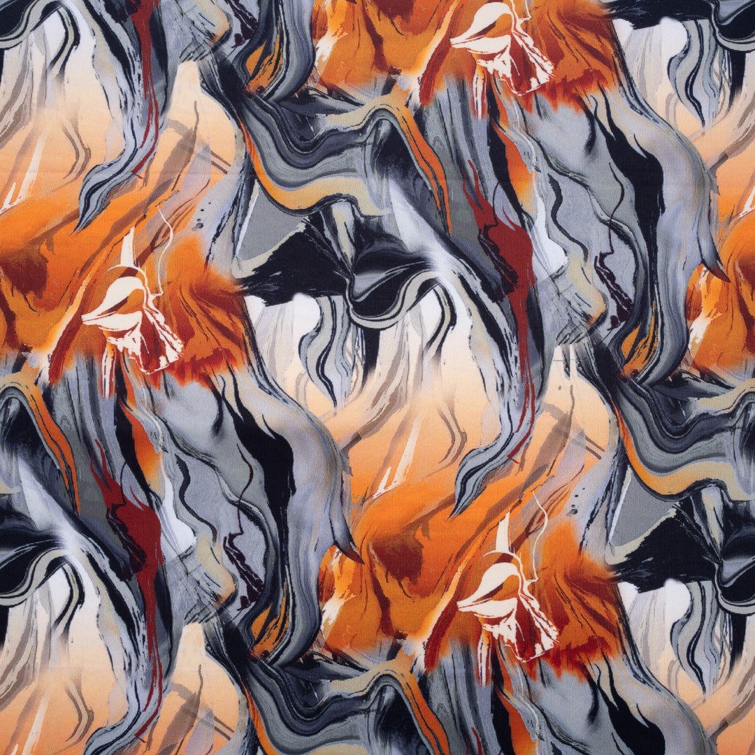Orange Abstract Elastic Bench Cover