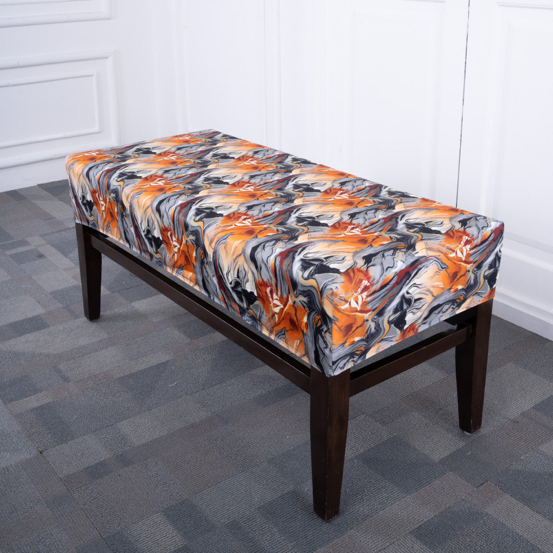 Orange Abstract Elastic Bench Cover