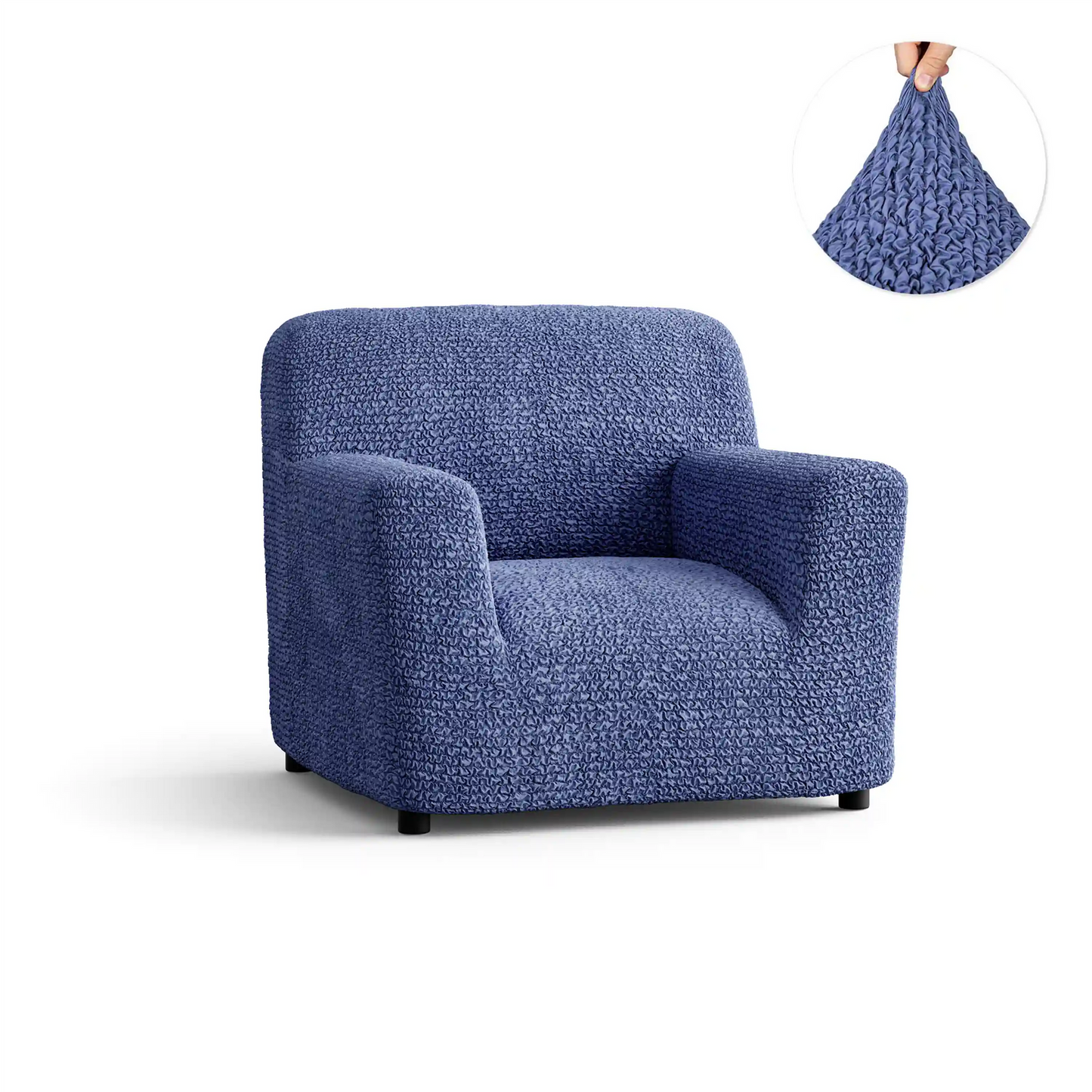 DivineTrendz™ Exclusive - Blue Luxe Crinkle Sofa Cover