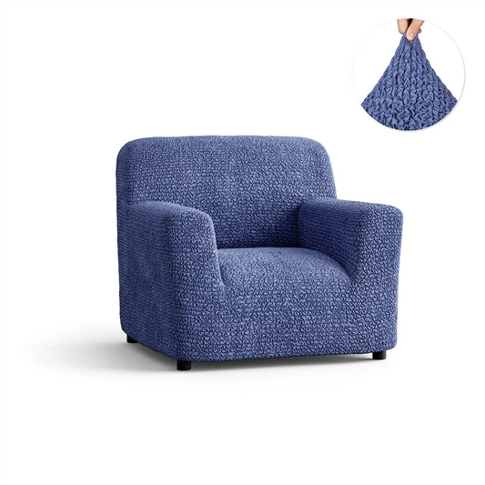 DivineTrendz™ Exclusive - Blue Luxe Crinkle Sofa Cover