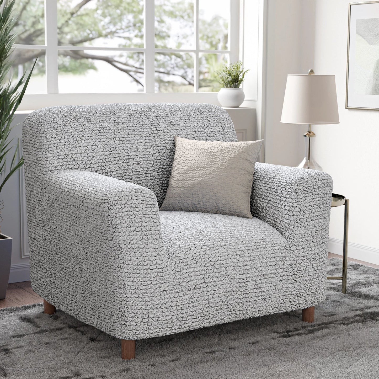 DivineTrendz™ Exclusive - Pearl Crinkle Sofa Cover