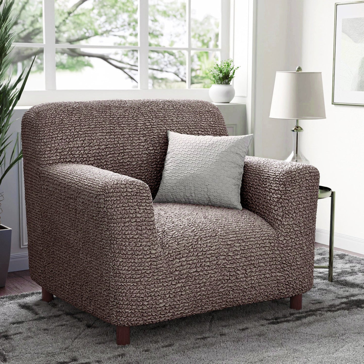 DivineTrendz™ Exclusive - Choco Luxe Crinkle Sofa Cover