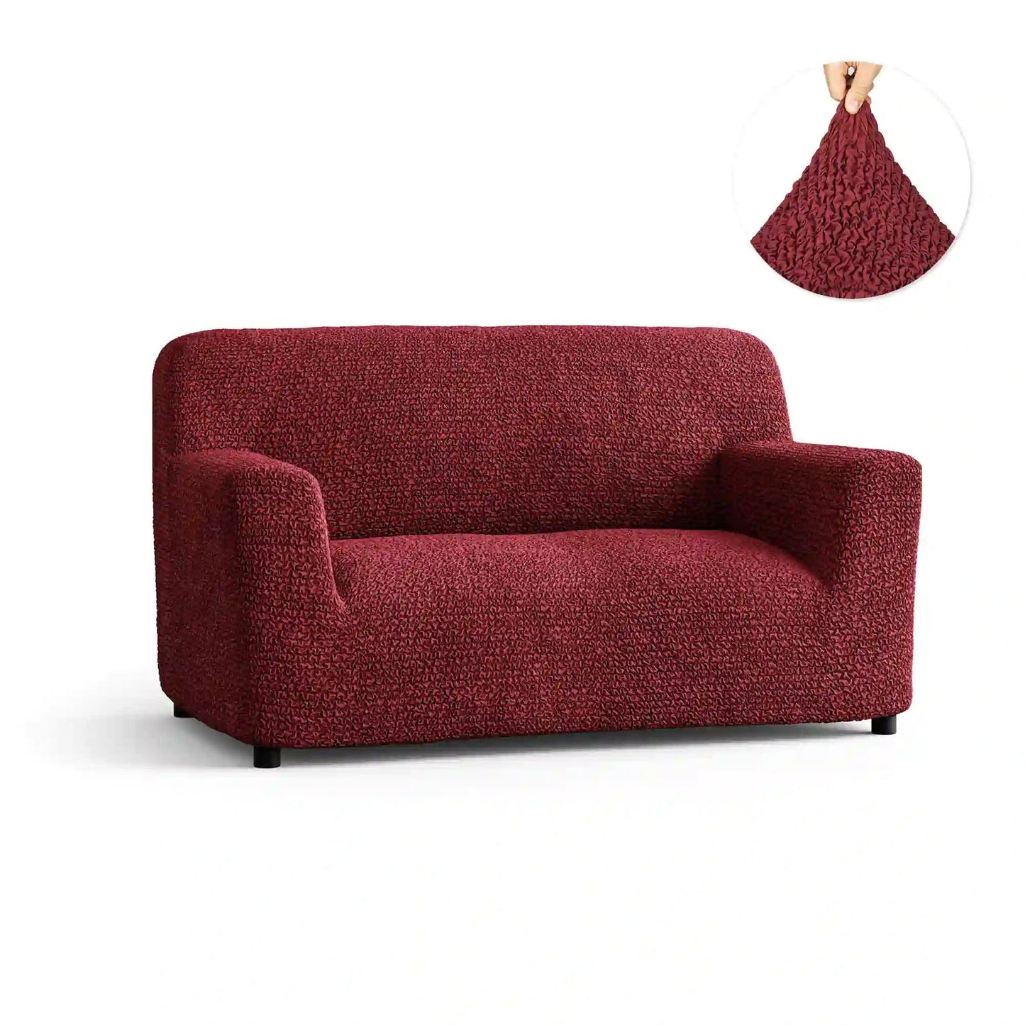 DivineTrendz™ Exclusive - Bordeaux Luxe Crinkle Sofa Cover
