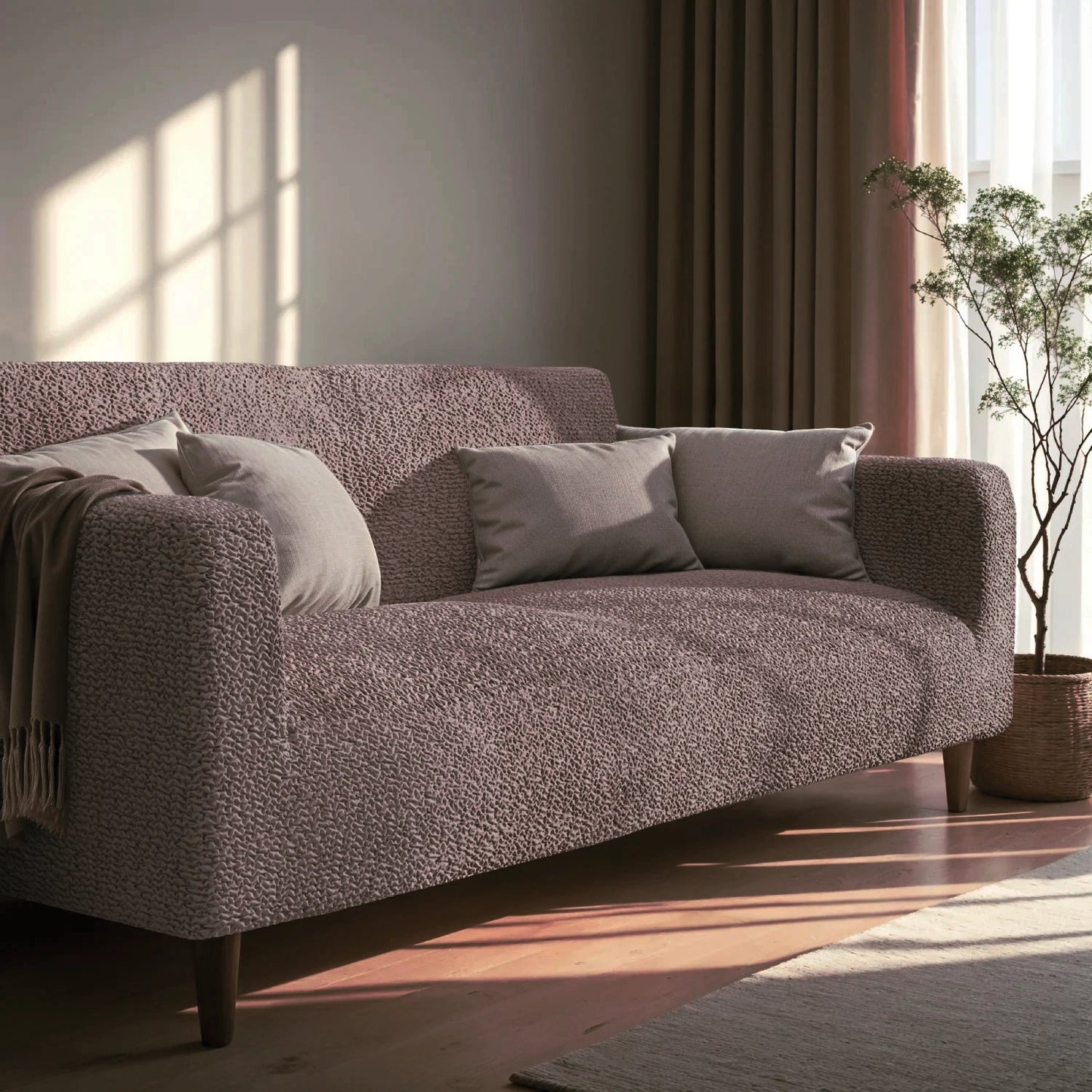DivineTrendz™ Exclusive - Choco Luxe Crinkle Sofa Cover