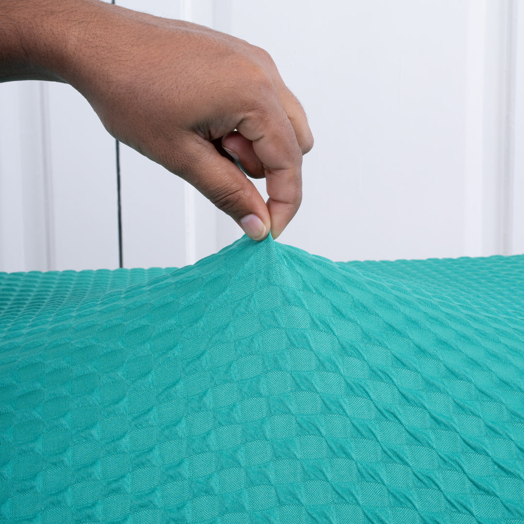 Teal Weaves Elastic Bench Cover