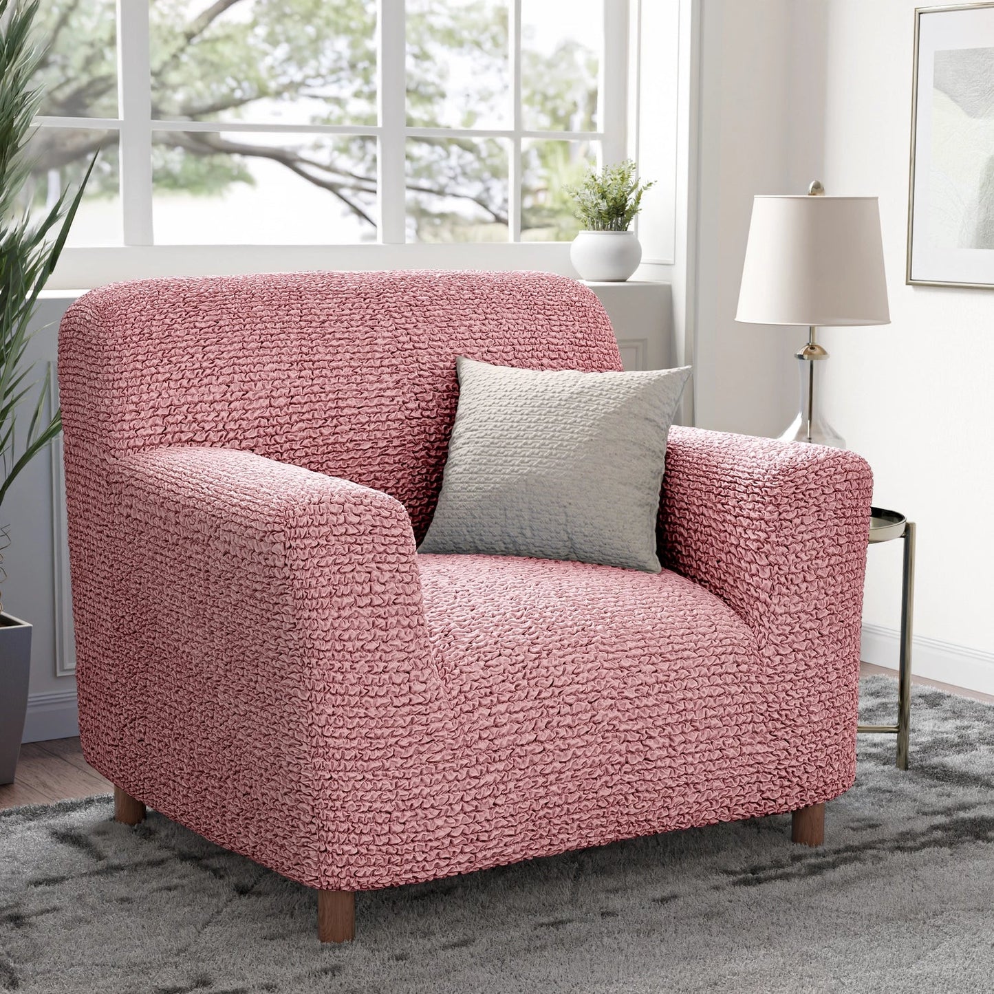 DivineTrendz™ Exclusive - Pink Luxe Crinkle Sofa Cover