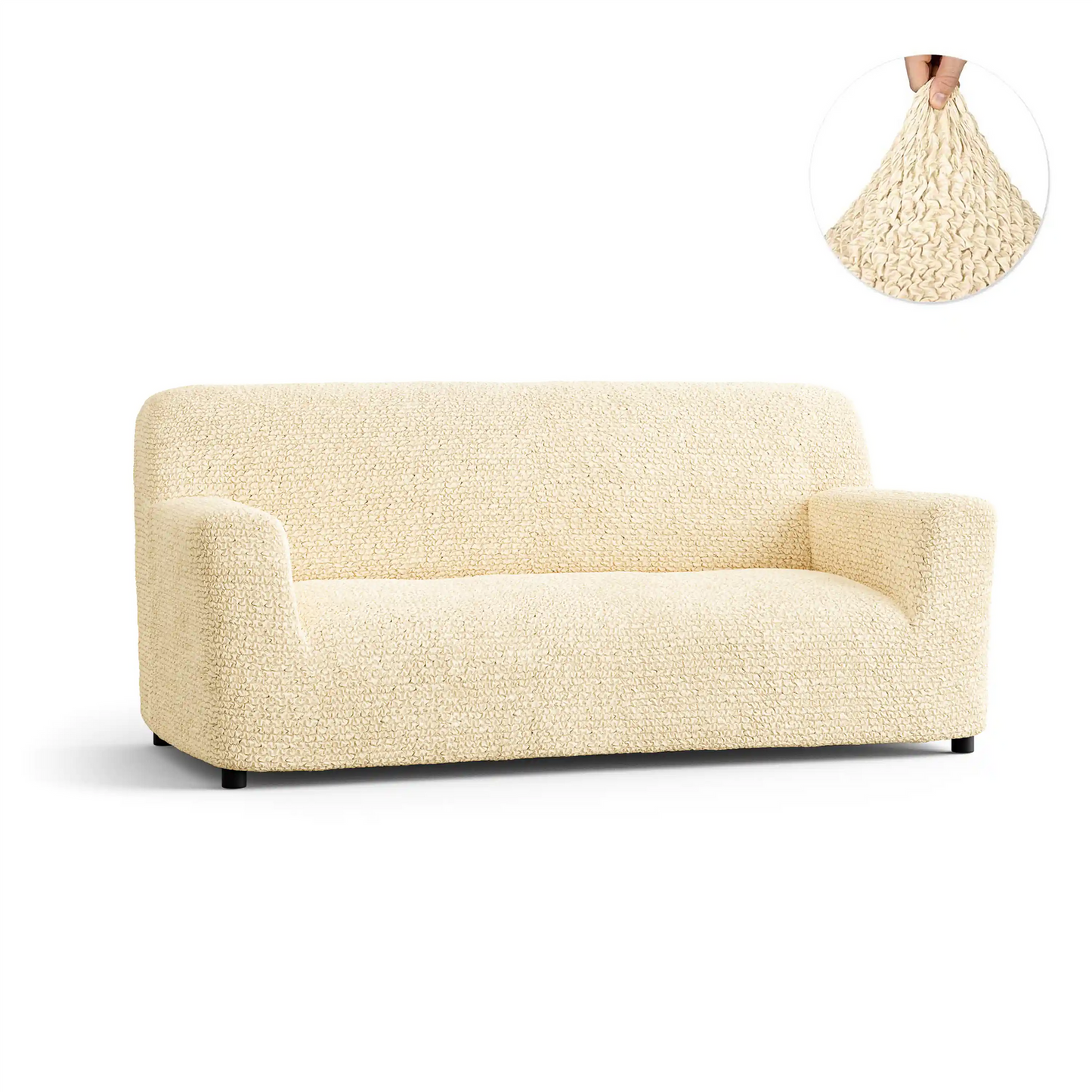DivineTrendz™ Exclusive - Beige Luxe Crinkle Sofa Cover