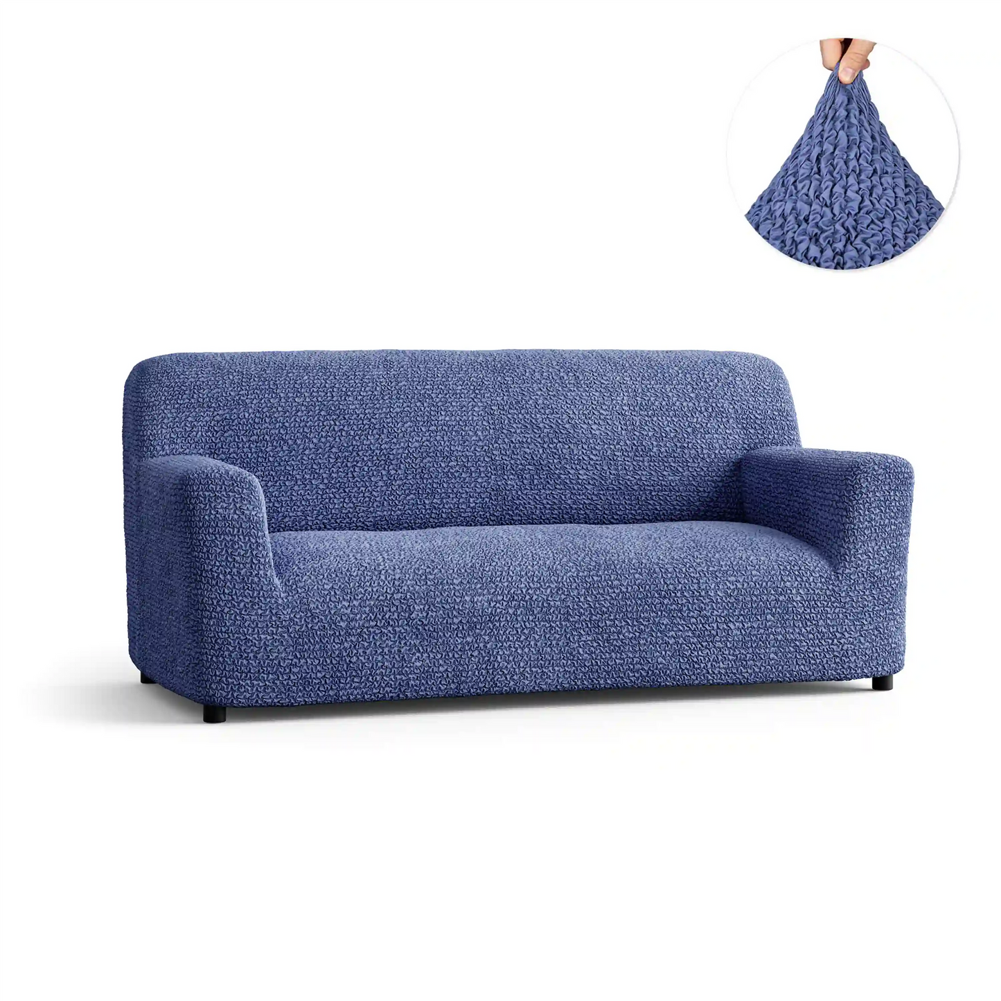 DivineTrendz™ Exclusive - Blue Luxe Crinkle Sofa Cover