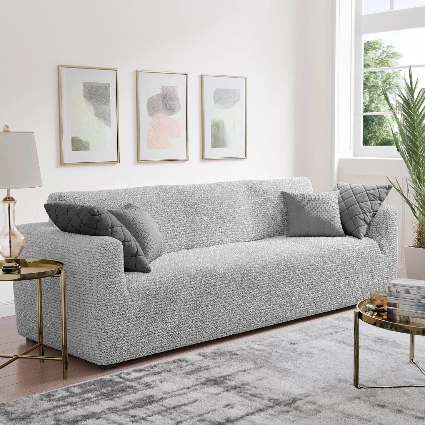 DivineTrendz™ Exclusive - Pearl Crinkle Sofa Cover