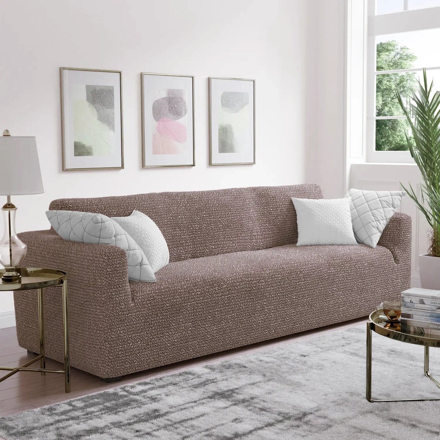 DivineTrendz™ Exclusive - Choco Luxe Crinkle Sofa Cover