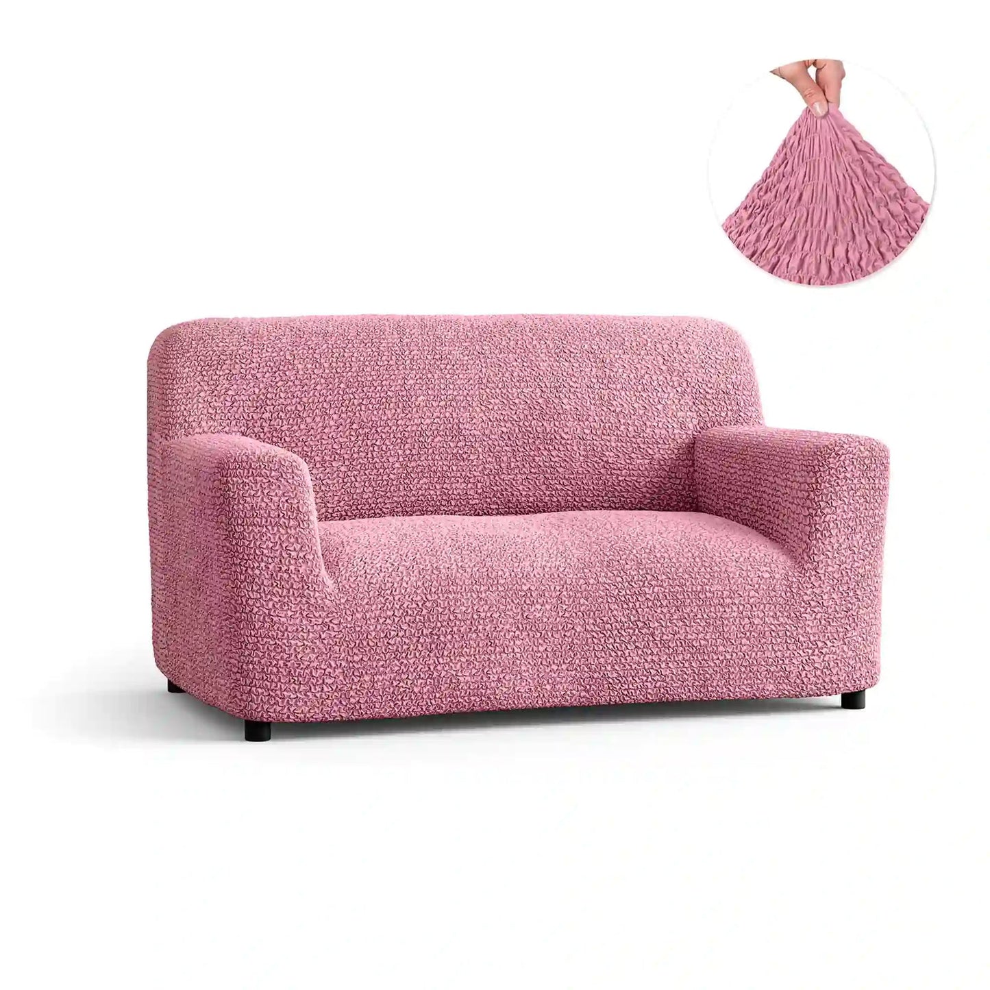 DivineTrendz™ Exclusive - Pink Luxe Crinkle Sofa Cover