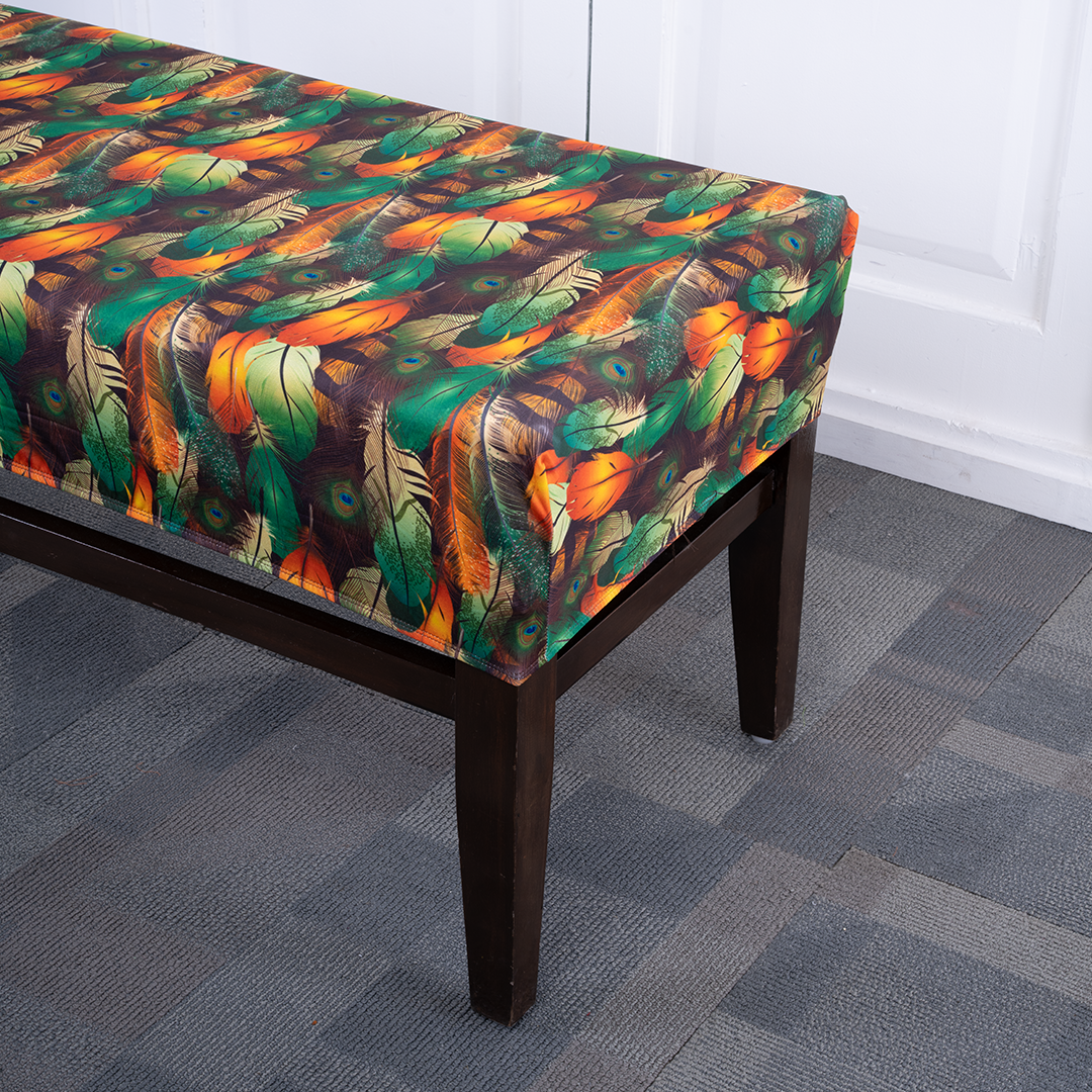 Peacock Feather Elastic Bench Cover