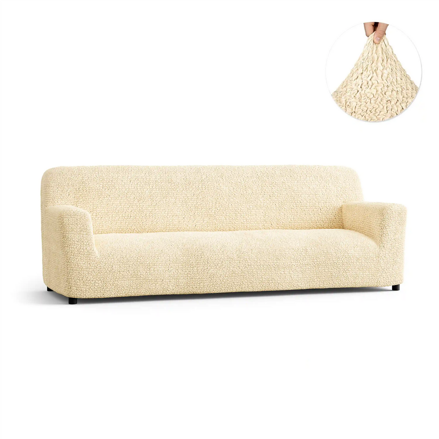 DivineTrendz™ Exclusive - Beige Luxe Crinkle Sofa Cover