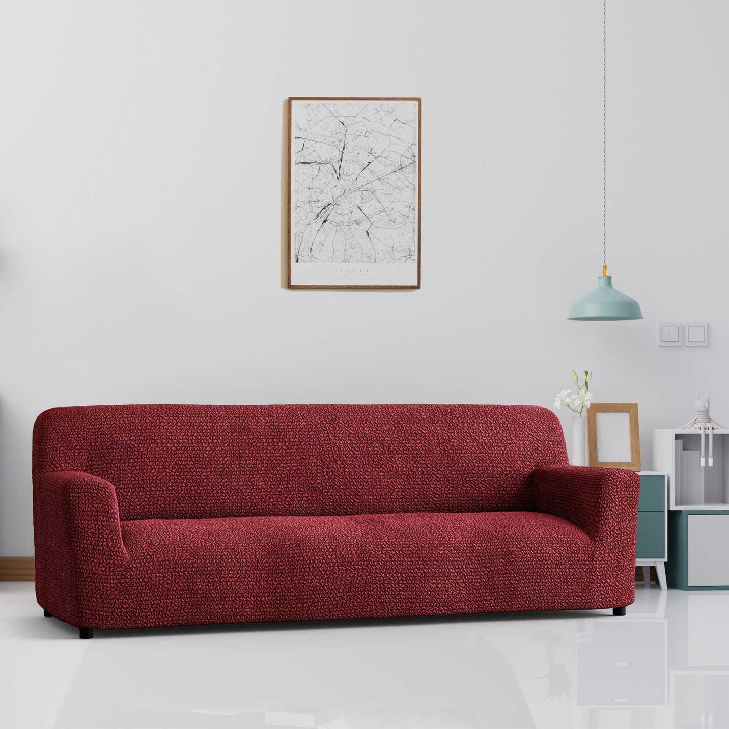 DivineTrendz™ Exclusive - Bordeaux Luxe Crinkle Sofa Cover
