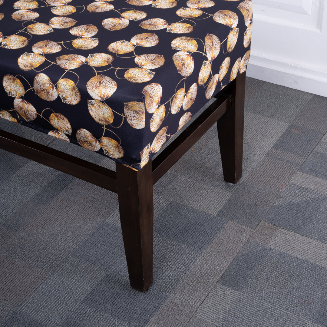 Metalic Leaves Elastic Bench Cover