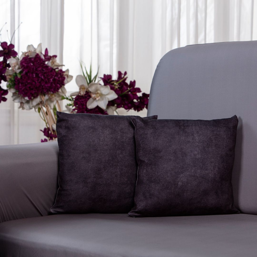 grey sofa cushion cover-https://divinetrendz.com/collections/pillow-cover-100% splendex Machine wash cold. Wash dark colours seperately. Do not soak. Do not bleach, tumble dry low, warm iron if necessary-super stretchable covers-grey velvet cushion cover.