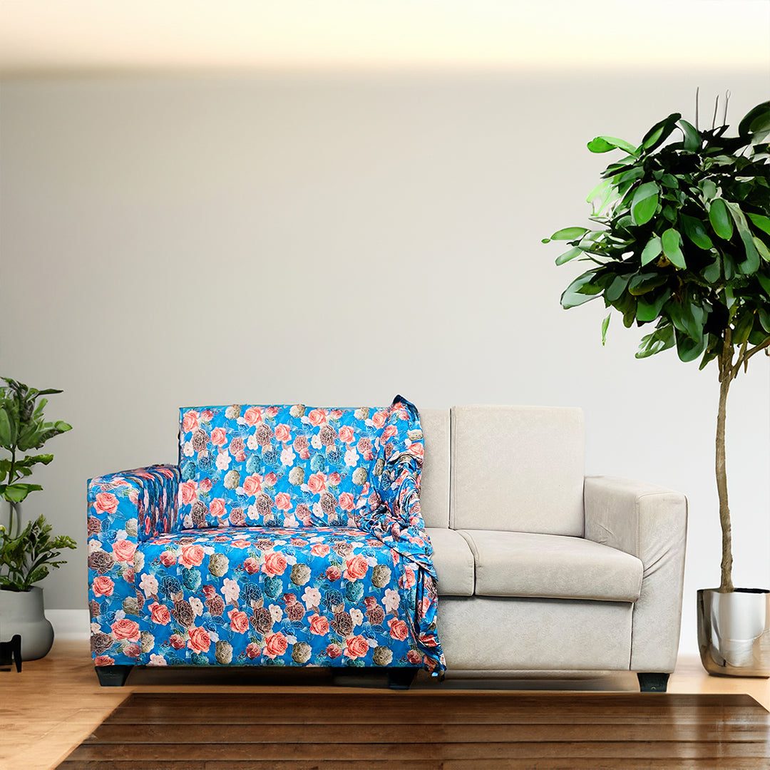 Blue flower Elastic Sofa Cover
