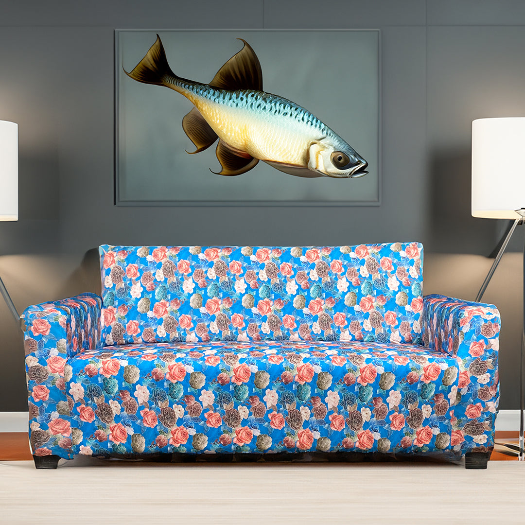 Blue flower Elastic Sofa Cover