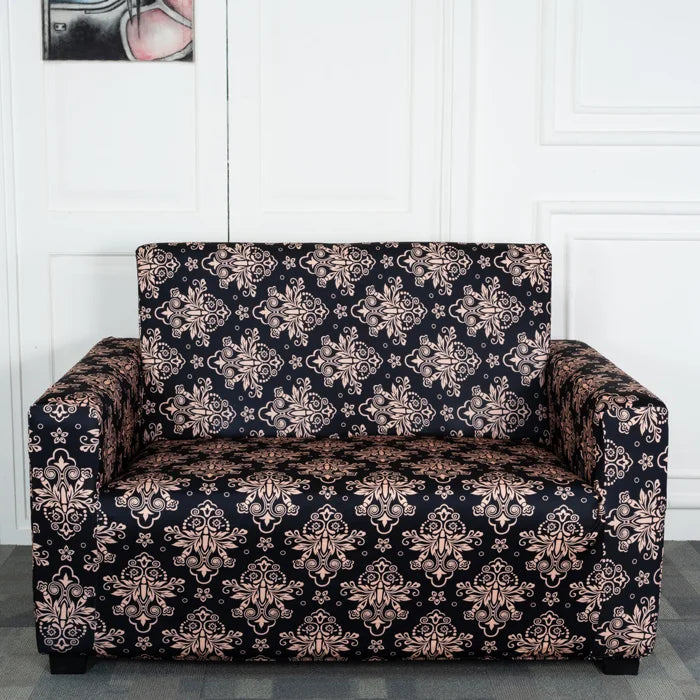 Beige & Black 2 Seater Sofa Cover