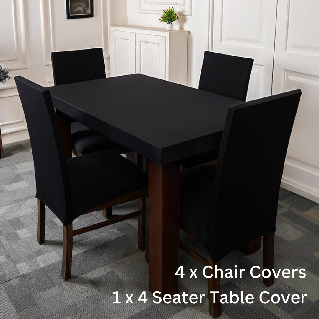 Black Solid Elastic Chair Table Cover