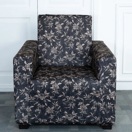 Black & Beige Abstract Elastic Sofa Cover
