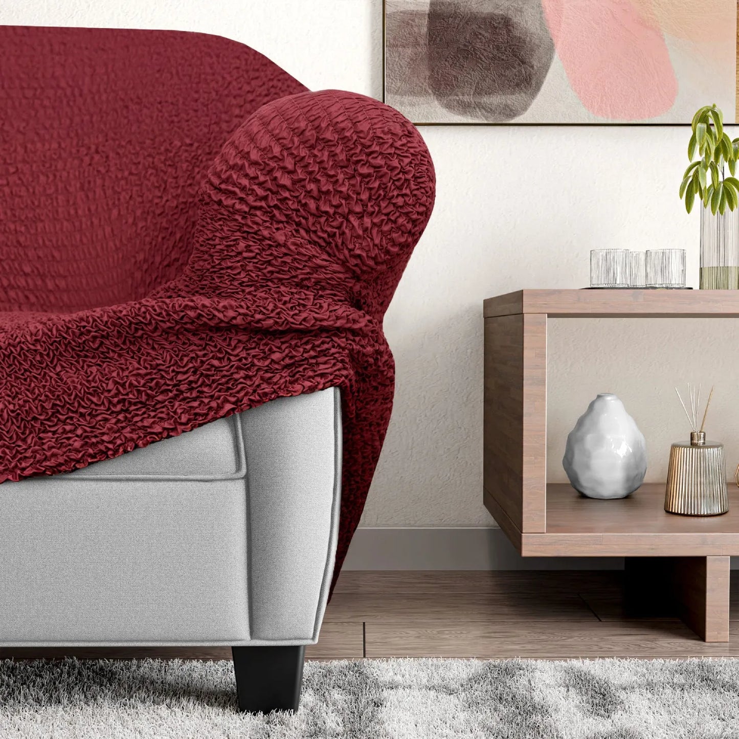 DivineTrendz™ Exclusive - Bordeaux Luxe Crinkle Chaise Lounge cover