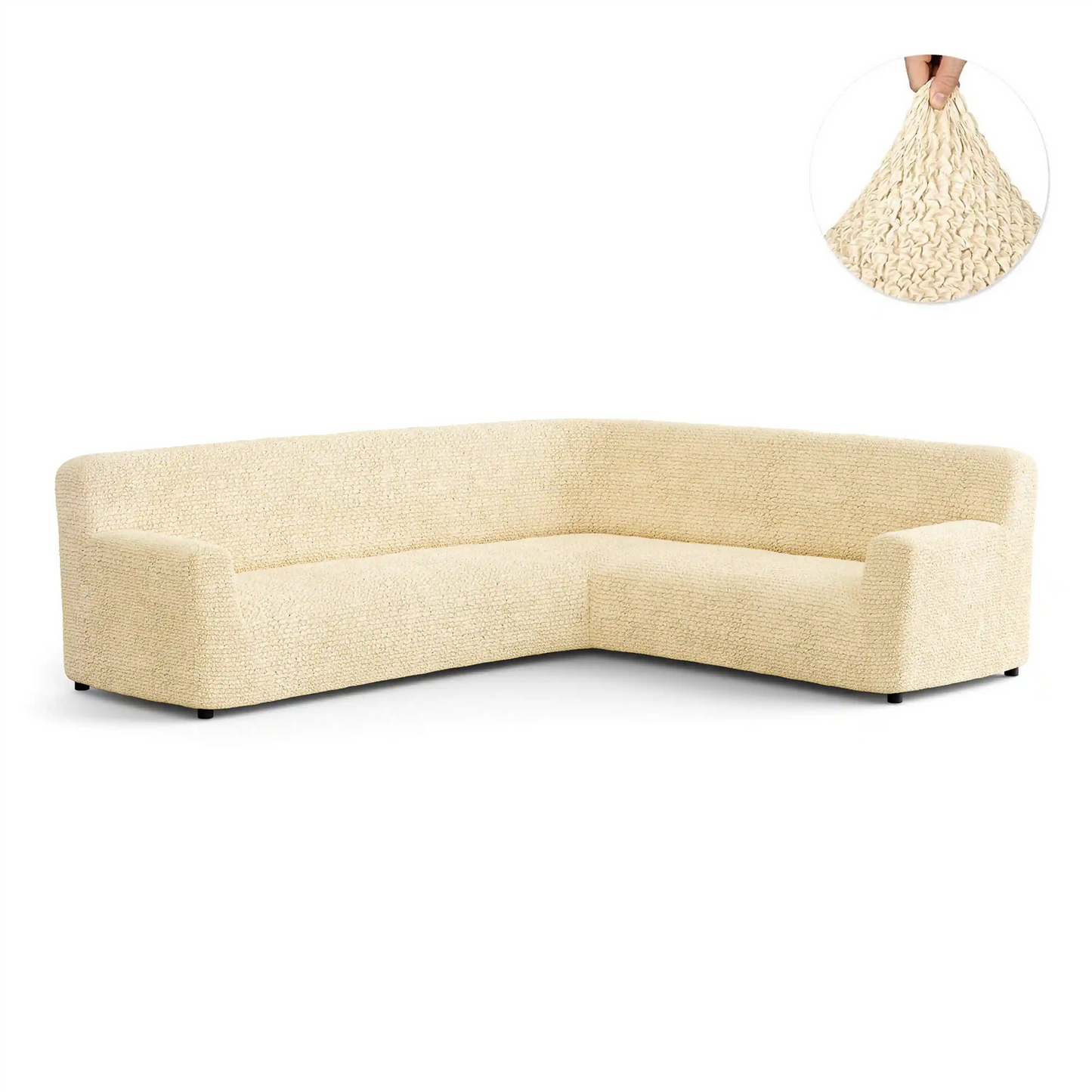 DivineTrendz™ Exclusive - Beige Luxe Crinkle Sofa Cover
