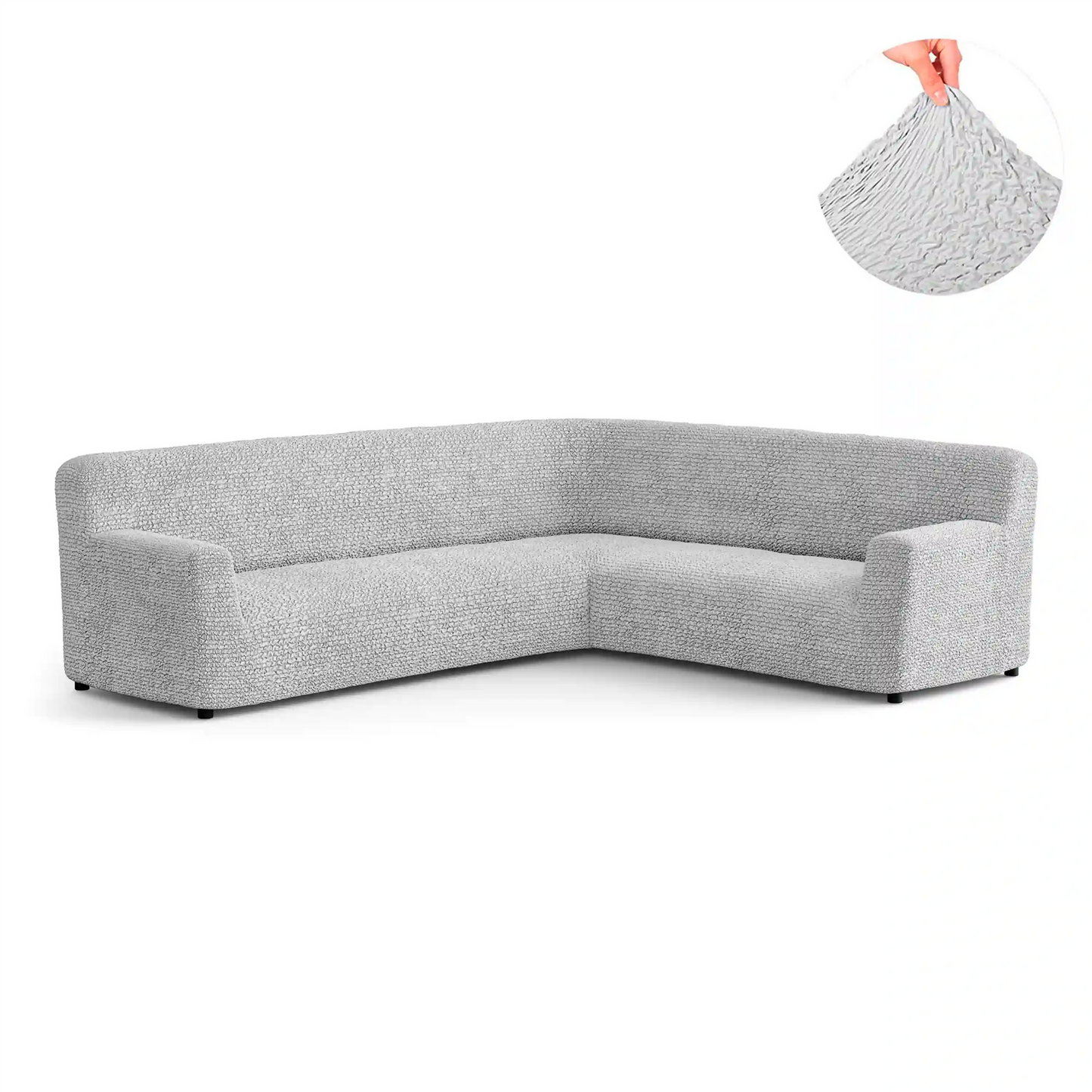 DivineTrendz™ Exclusive - Pearl Crinkle Corner Sofa Cover