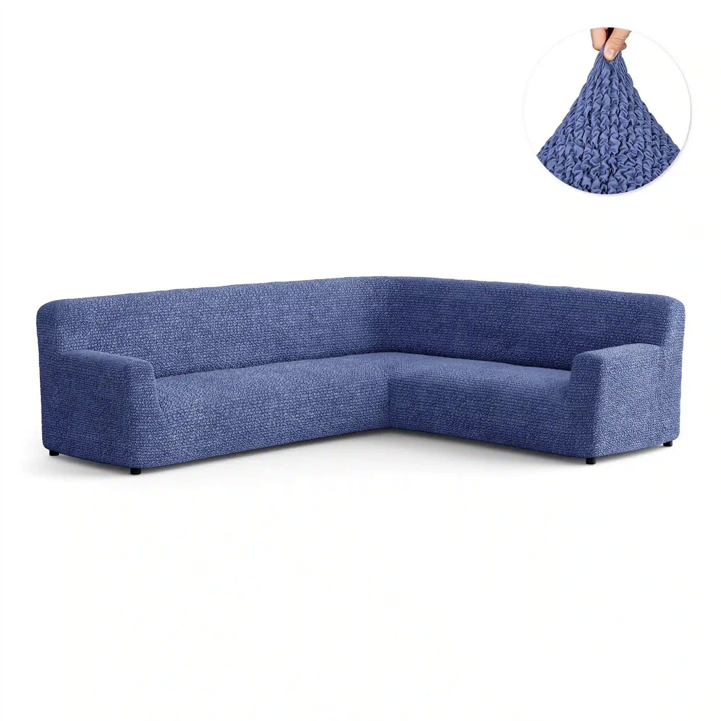 DivineTrendz™ Exclusive - Blue Luxe Crinkle Sofa Cover