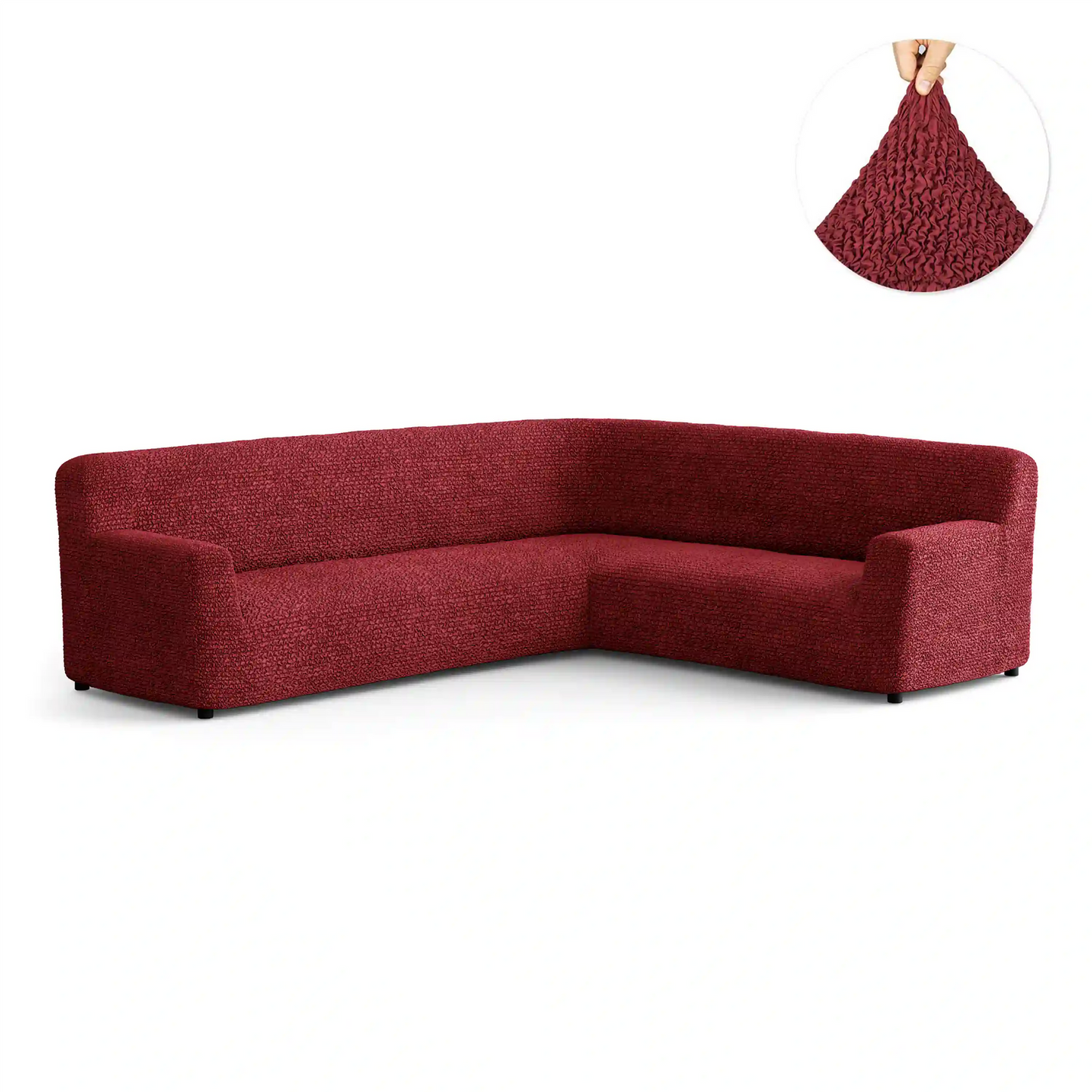 DivineTrendz™ Exclusive - Bordeaux Luxe Crinkle Corner Sofa Cover