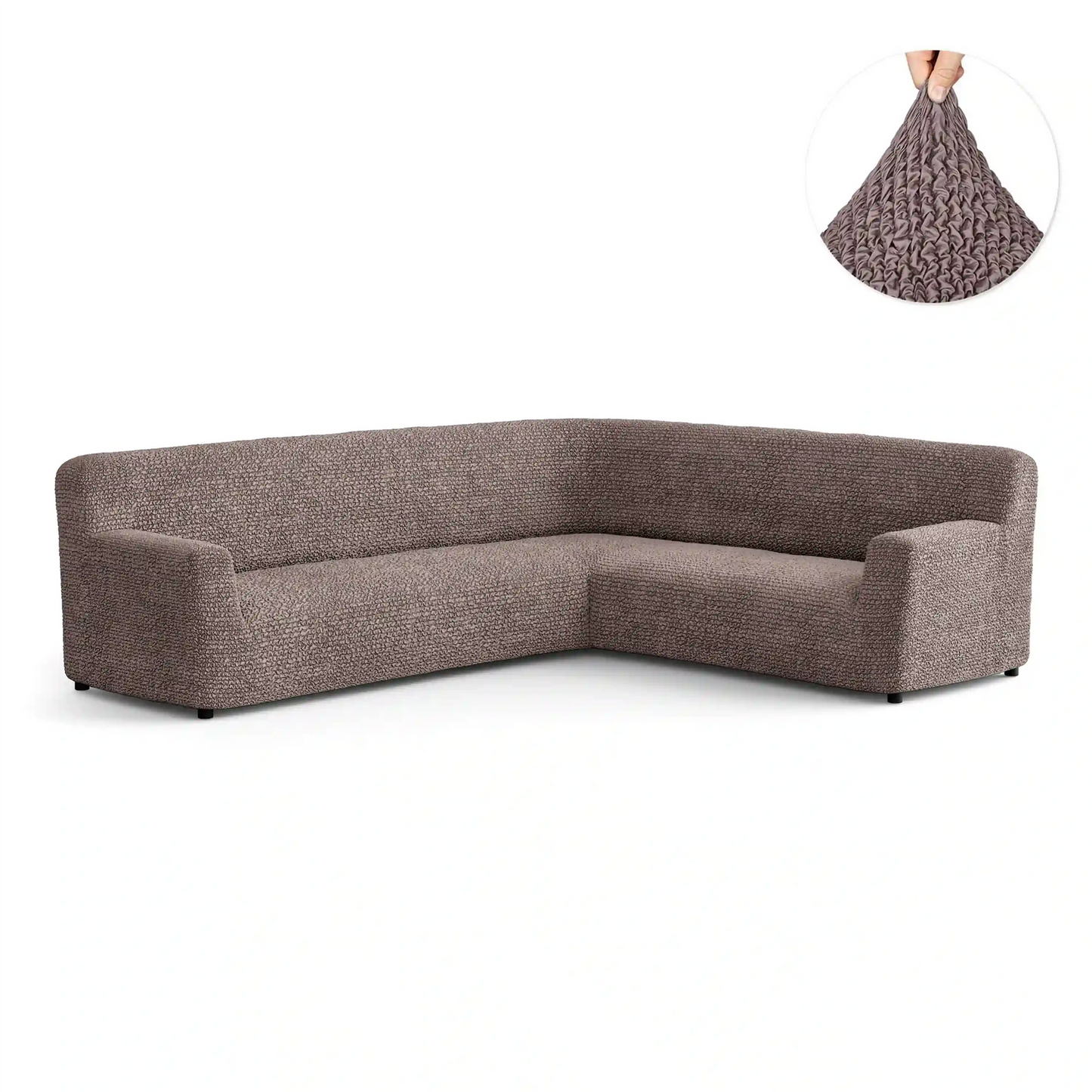 DivineTrendz™ Exclusive - Choco Luxe Crinkle Corner Sofa Cover