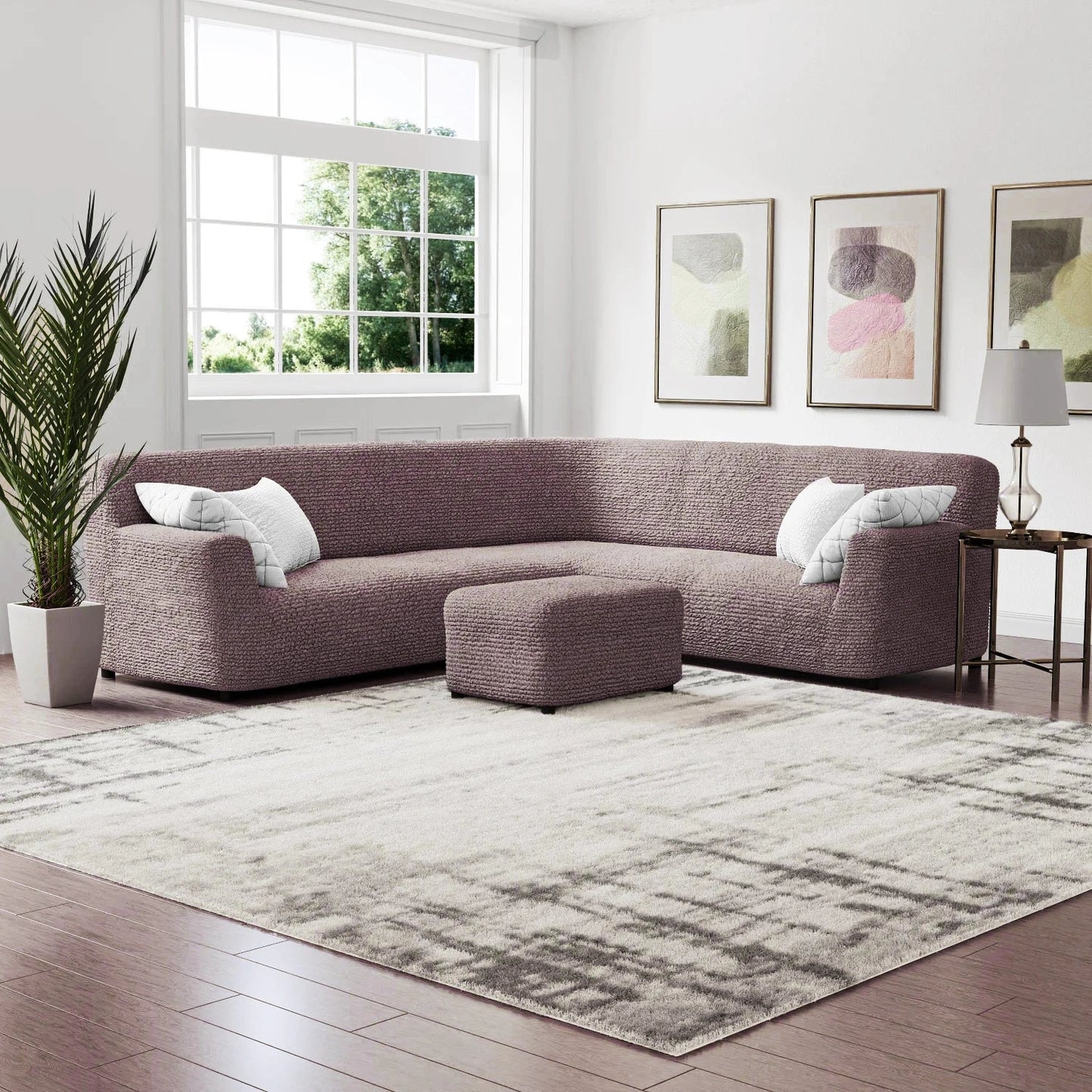 DivineTrendz™ Exclusive - Choco Luxe Crinkle Corner Sofa Cover