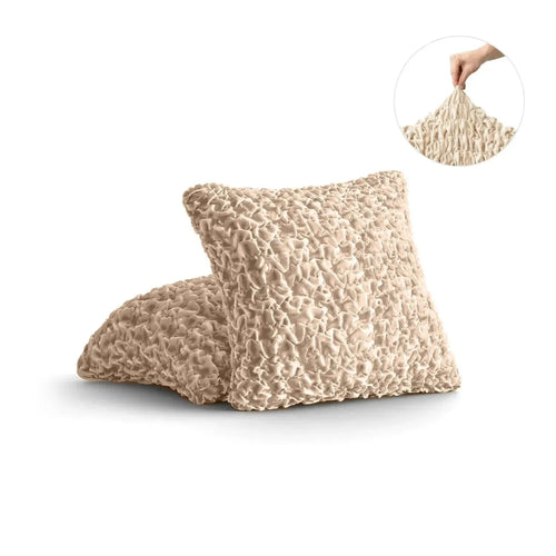 DivineTrendz™ Exclusive - Beige Luxe Crinkle Cushion Cover