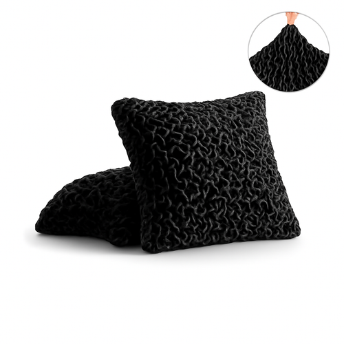 DivineTrendz™ Exclusive - Black Luxe Crinkle Cushion Cover