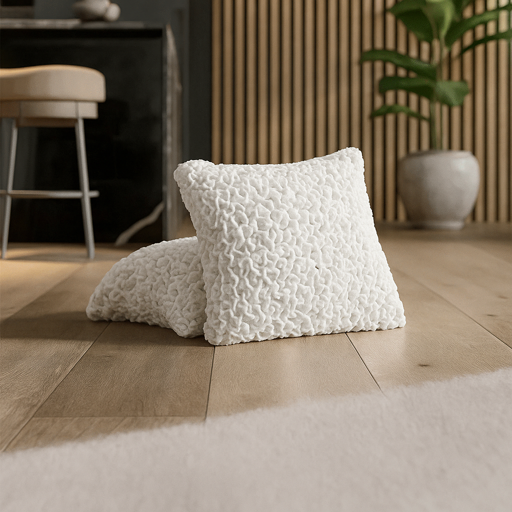 DivineTrendz™ Exclusive - White Luxe Crinkle Cushion Cover