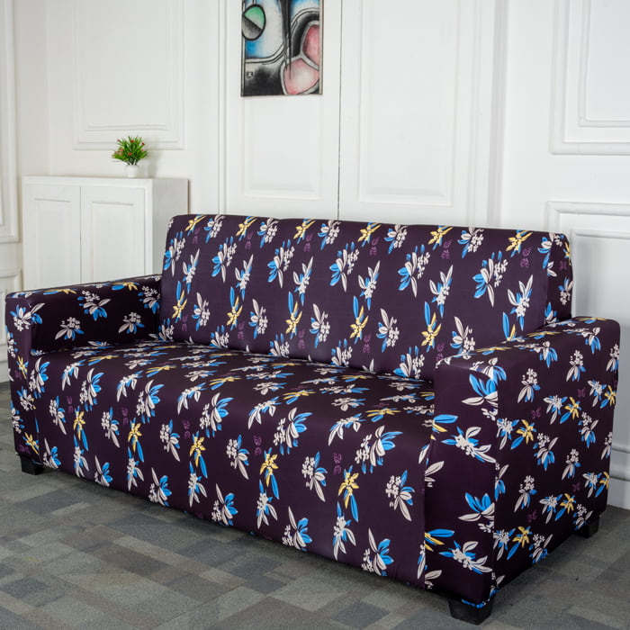 Floral Print Elastic 3 Seater Sofa Cover Set