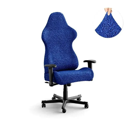 DivineTrendz™ Exclusive - Blue Luxe Crinkle Office Chair Cover