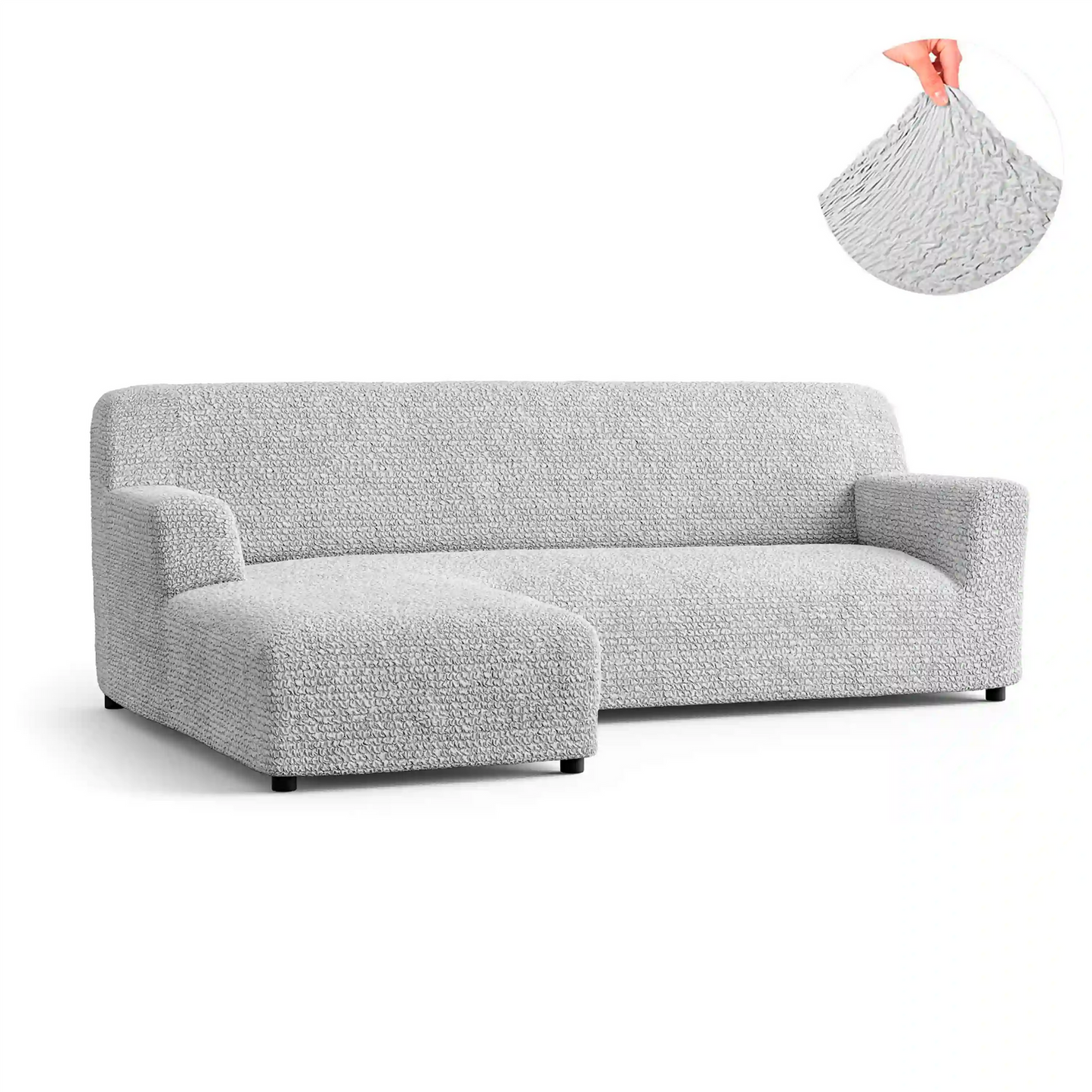 DivineTrendz™ Exclusive - Pearl Crinkle Corner Sofa Cover