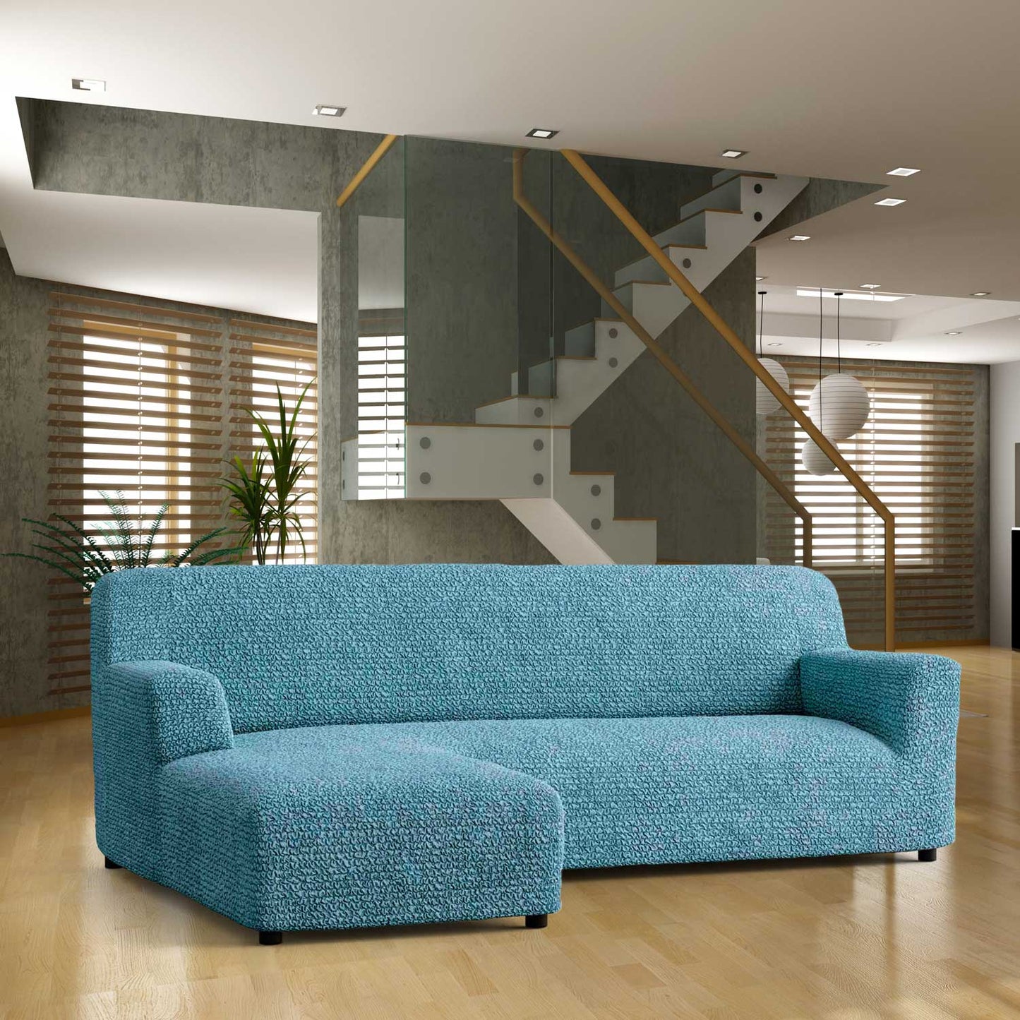 DivineTrendz™ Exclusive - Tiffany Crinkle Corner Sofa Cover