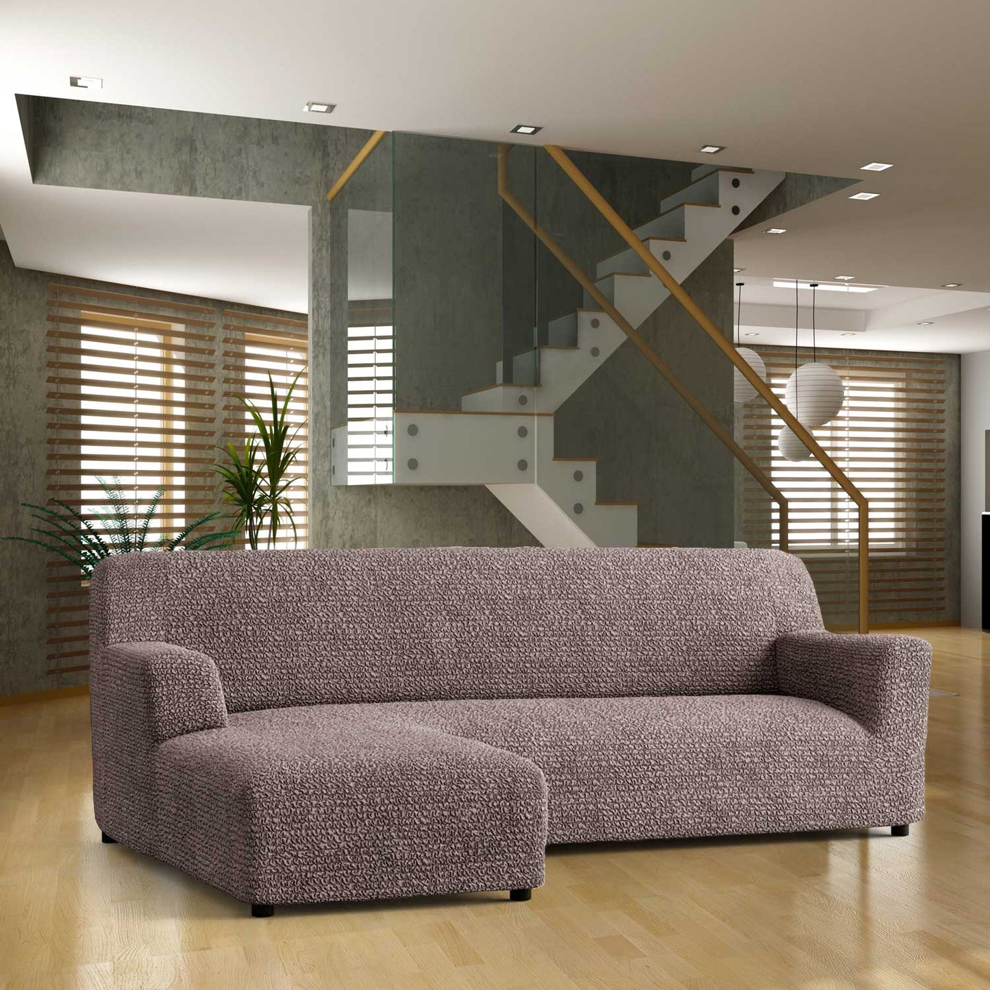 DivineTrendz™ Exclusive - Choco Luxe Crinkle Corner Sofa Cover
