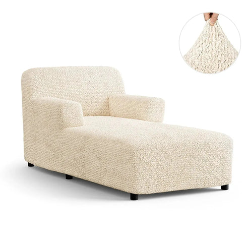 DivineTrendz™ Exclusive - Beige Luxe Crinkle Chaise Lounge cover