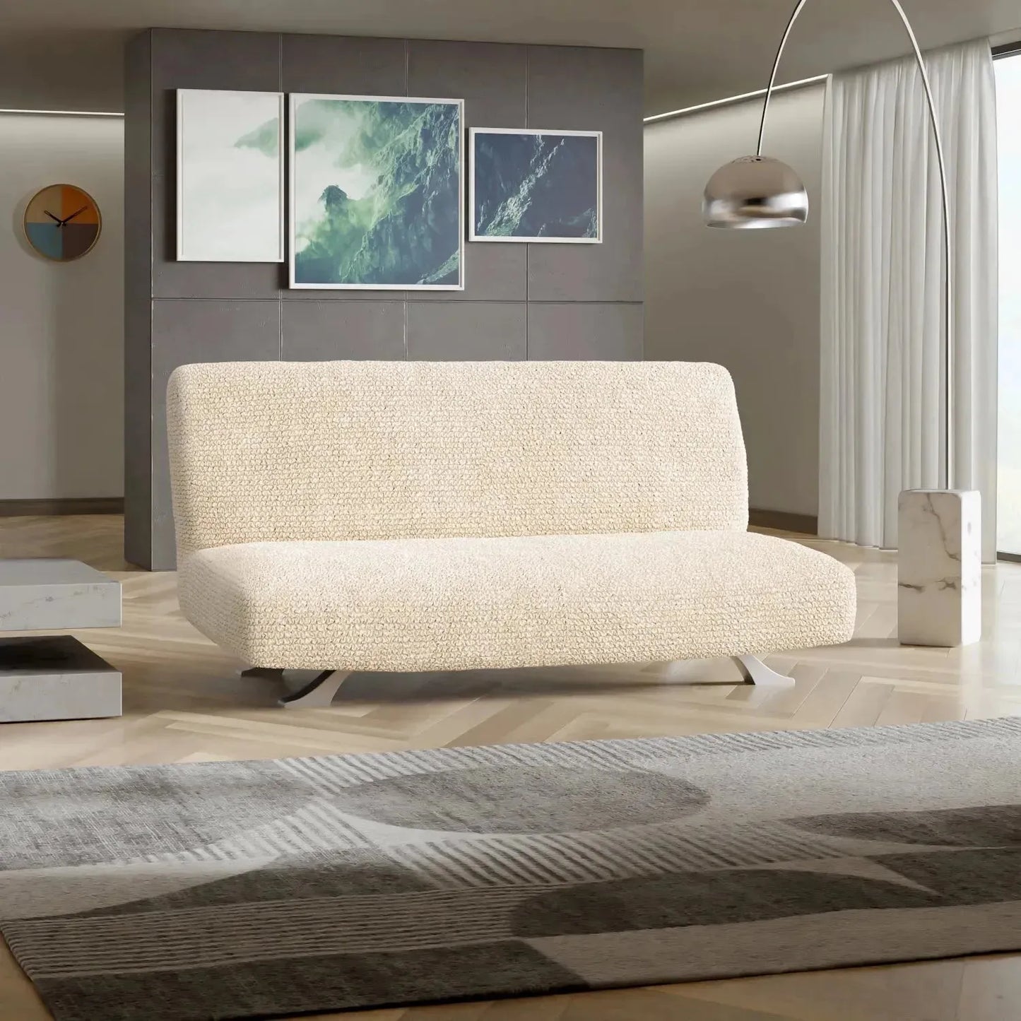 DivineTrendz™ Exclusive - Beige Luxe Crinkle Futon Cover