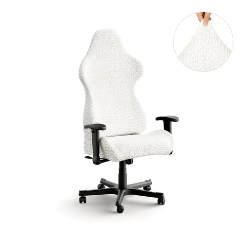 DivineTrendz™ Exclusive - White Luxe Crinkle Office Chair Cover