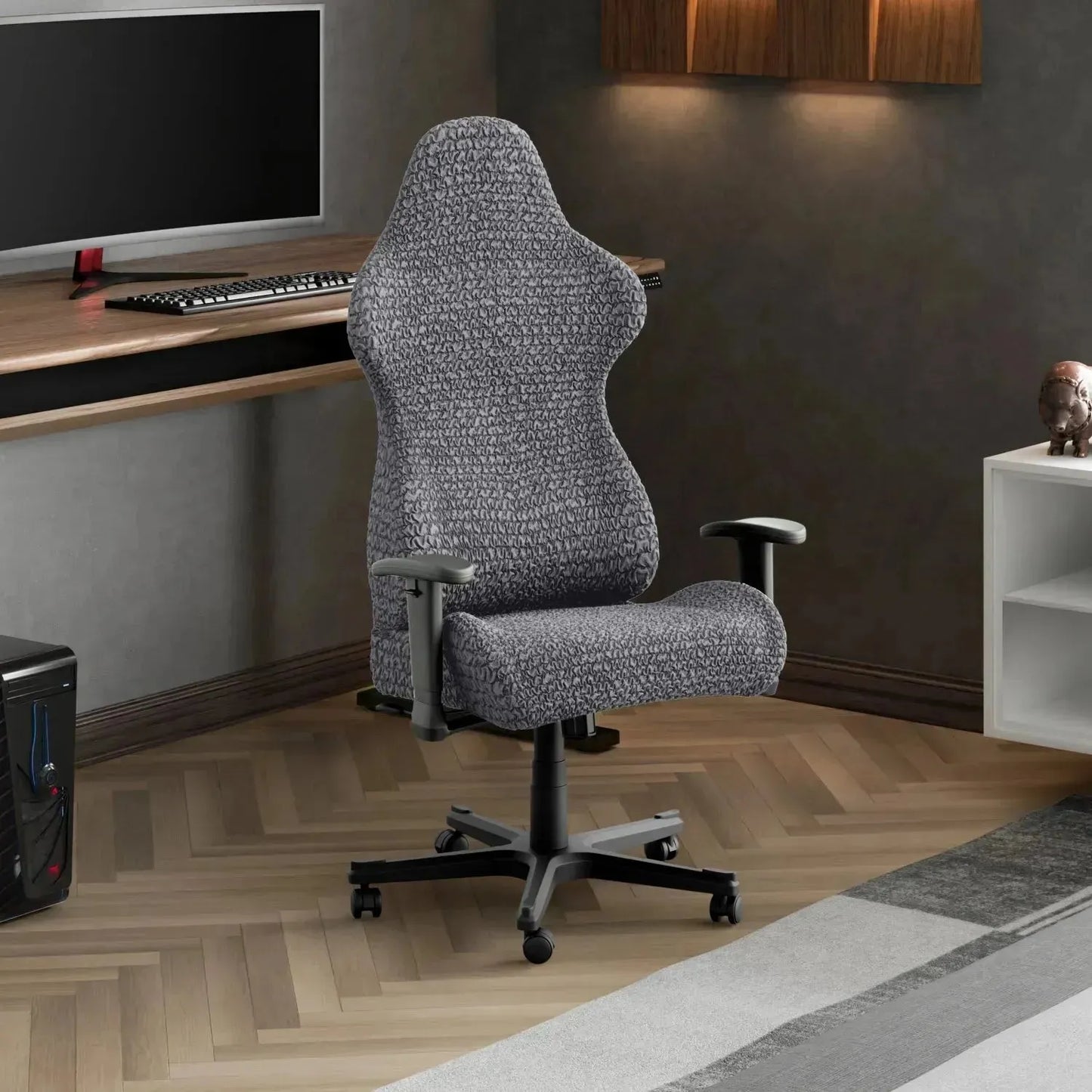 DivineTrendz™ Exclusive - Pearl Luxe Crinkle Office Chair Cover