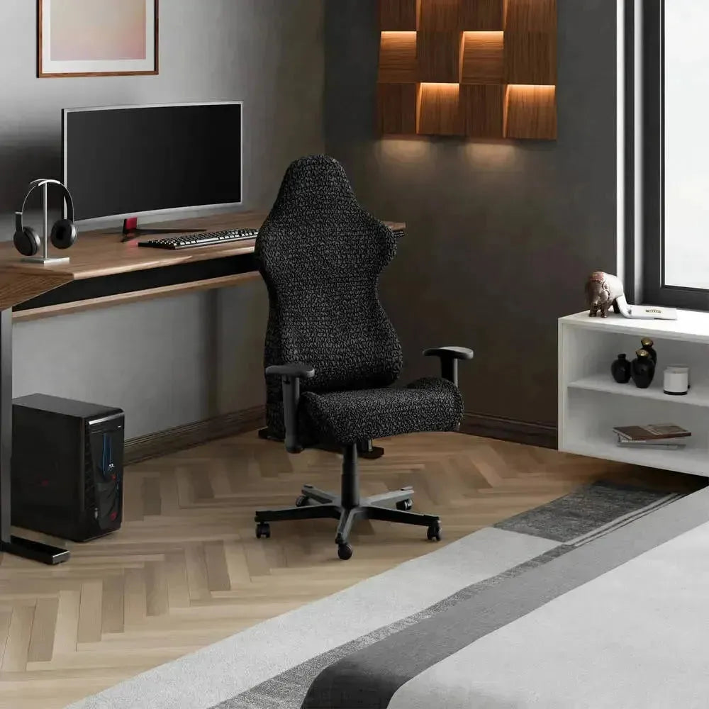 DivineTrendz™ Exclusive - Black Luxe Crinkle Office Chair Cover