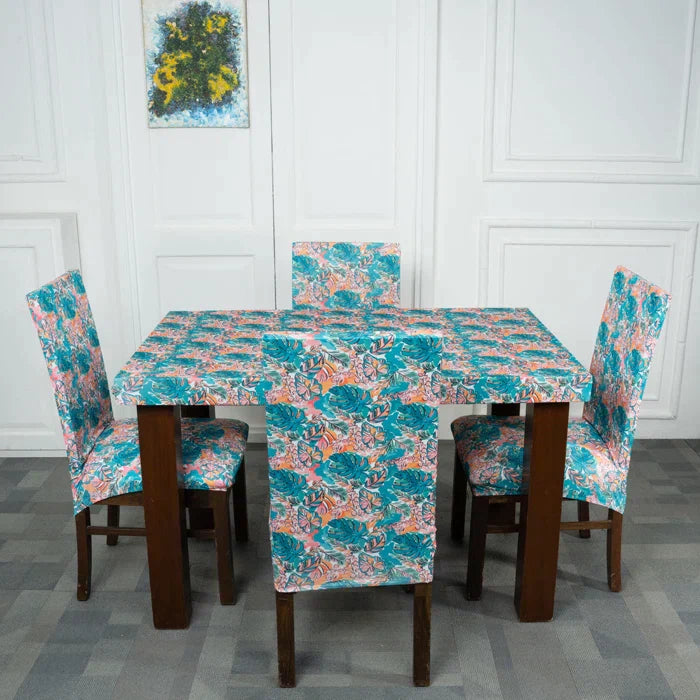 Palm Delight Elastic Dining Table Chair Cover 4 Seater
