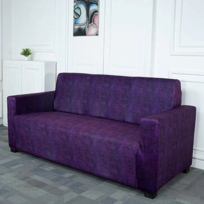 Purple Velvet Elastic Sofa Cover