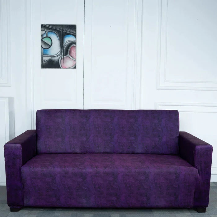 Purple Velvet Elastic Sofa Cover